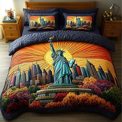 New York Light 3-Piece Quilted Bedding Set NCU0DV5098