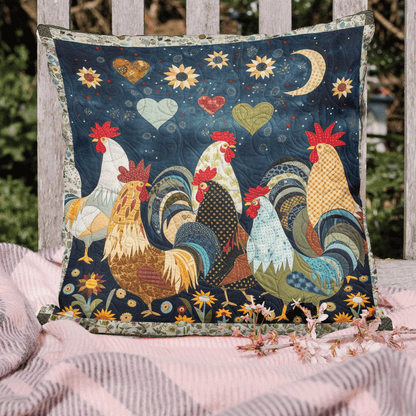 Night Roosters Quilted Pillow Case NCU0TH1501