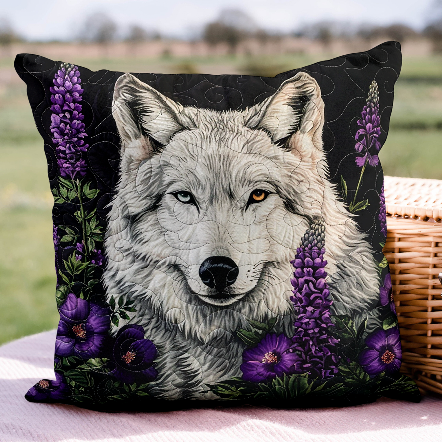 Night Lupines Wolf Quilted Pillow Case NCU0TH112