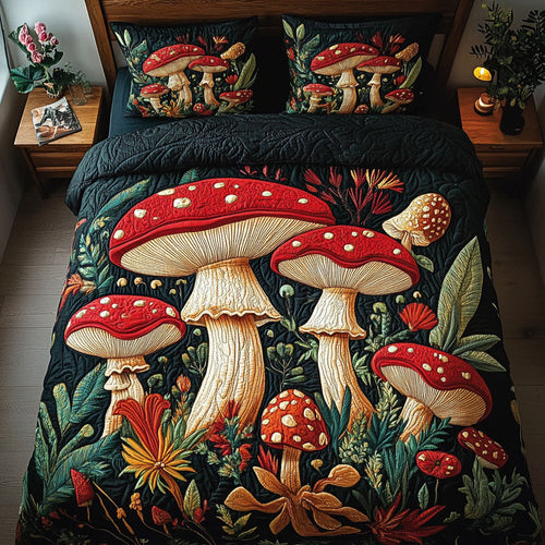 Night Mushroom Glow 3-Piece Quilted Bedding Set NCU0NT3615