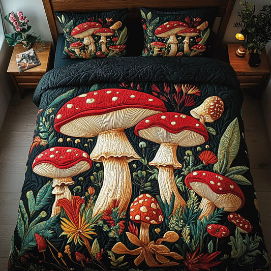 Night Mushroom Glow 3-Piece Quilted Bedding Set NCU0NT3615