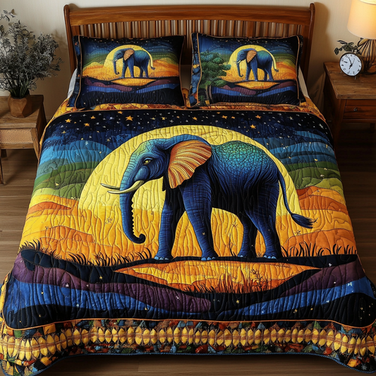 Night Sky Elephant 3-Piece Quilted Bedding Set NCU0NT3198