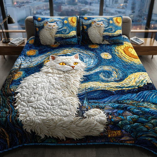 Nightfall Cat Meadow 3-Piece Quilted Bedding Set NCU0TD1815