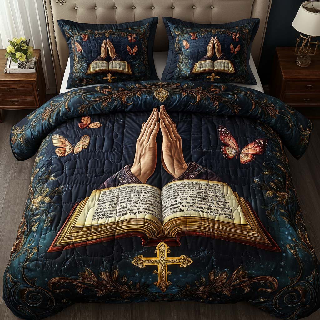 Nightfall Devotion 3-Piece Quilted Bedding Set NCU0NT7820