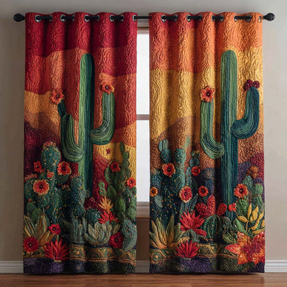 Nightfall Ember Cactus Quilted Curtains NCU0XD1999