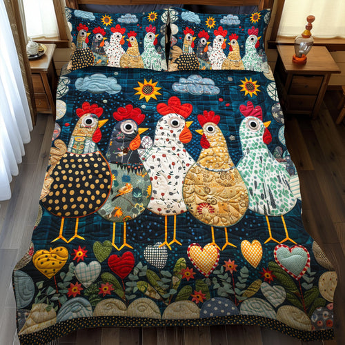 Nighttime Hens 3-Piece Quilted Bedding Set NCU0TH888