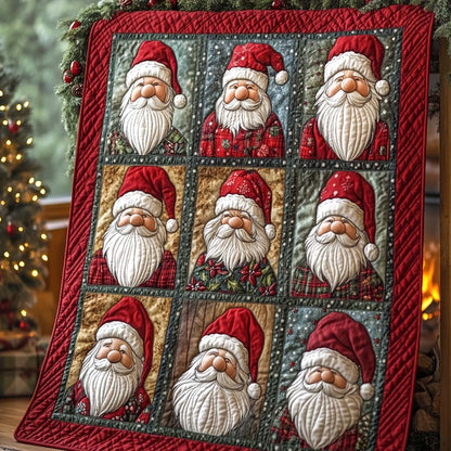 Nine Patch Santa Faces Quilted Blanket NCU0XD705