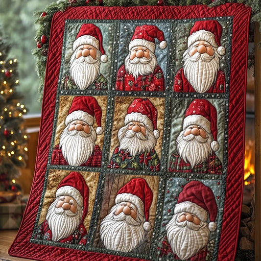 Nine Patch Santa Faces Quilted Blanket NCU0XD705