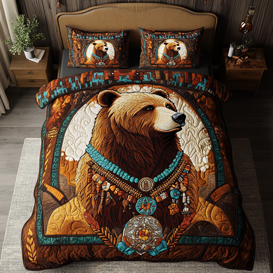 Noble Bear 3-Piece Quilted Bedding Set NCU0DK8984
