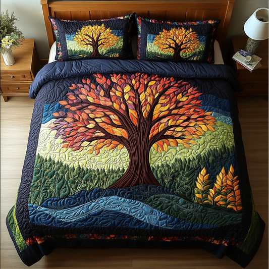 Noble Branches 3-Piece Quilted Bedding Set NCU0DK9047
