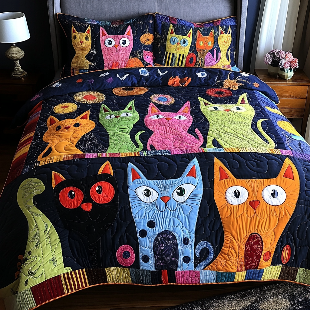 Noble Cat 3-Piece Quilted Bedding Set NCU0DK7723