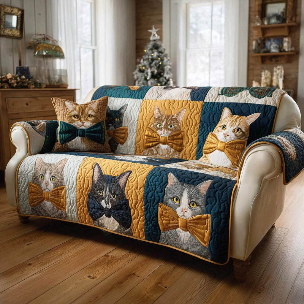 Noble Cat Bowtie Quilted Sofa Cover NCU0HH1749