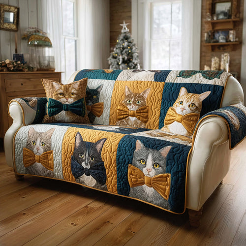 Noble Cat Bowtie Quilted Sofa Cover NCU0HH1749