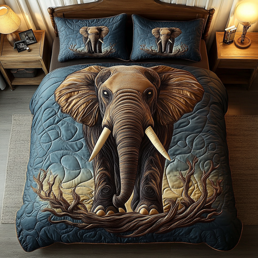 Noble Elephant 3-Piece Quilted Bedding Set NCU0DK9575