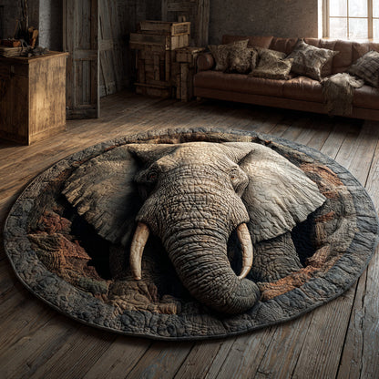 Noble Elephant Quilted Round Mat NCU0HH1696