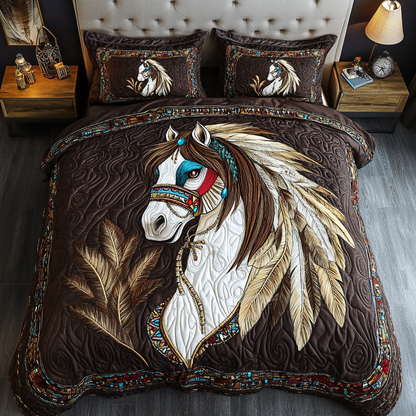 Noble Horse 3-Piece Quilted Bedding Set NCU0DK10819