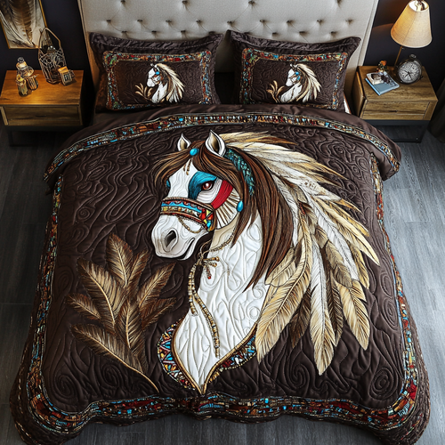 Noble Horse 3-Piece Quilted Bedding Set NCU0DK10819