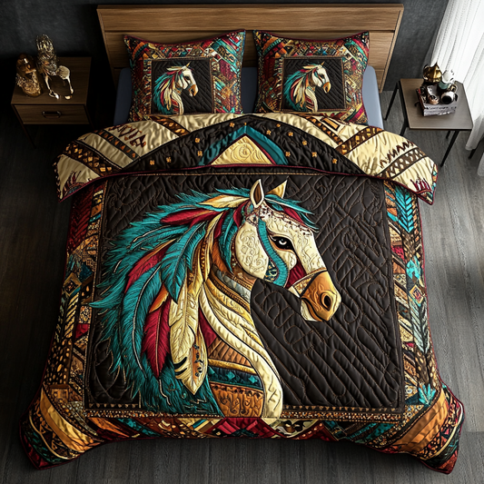 Noble Horse 3-Piece Quilted Bedding Set NCU0DK8056