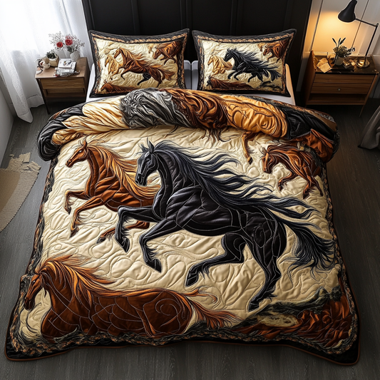 Noble Horse 3-Piece Quilted Bedding Set NCU0DK8104