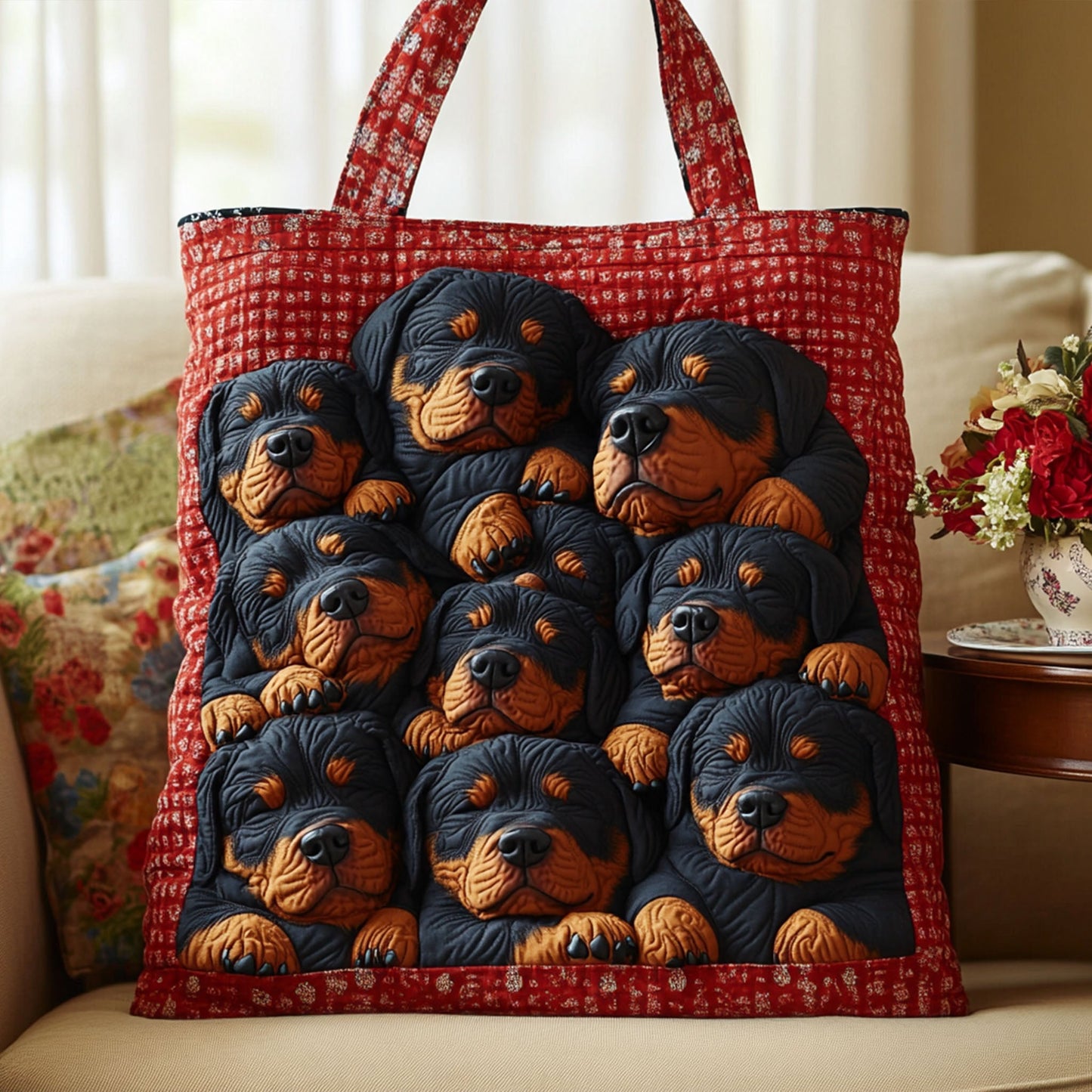 Noble Rottweiler Quilted Tote Bag NCU0PT8974