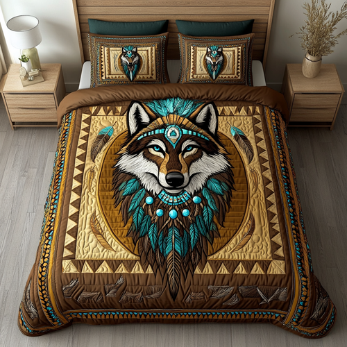 Noble Wolf 3-Piece Quilted Bedding Set NCU0DK8071