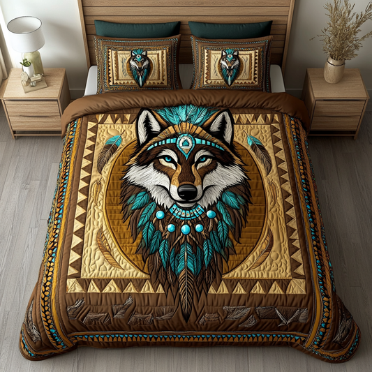 Noble Wolf 3-Piece Quilted Bedding Set NCU0DK8071