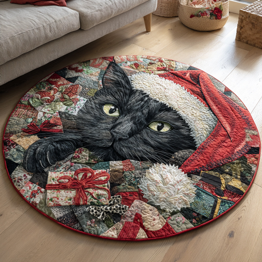 Noel Black Cat Quilted Round Mat NCU0HH637