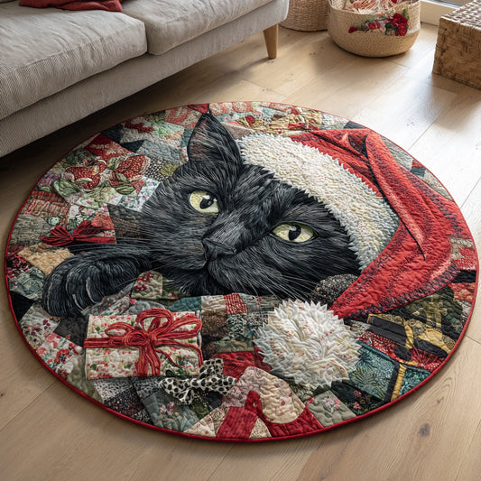 Noel Black Cat Quilted Round Mat NCU0HH637