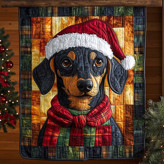 Noel Dachshund Wish Quilted Blanket NCU0XD632