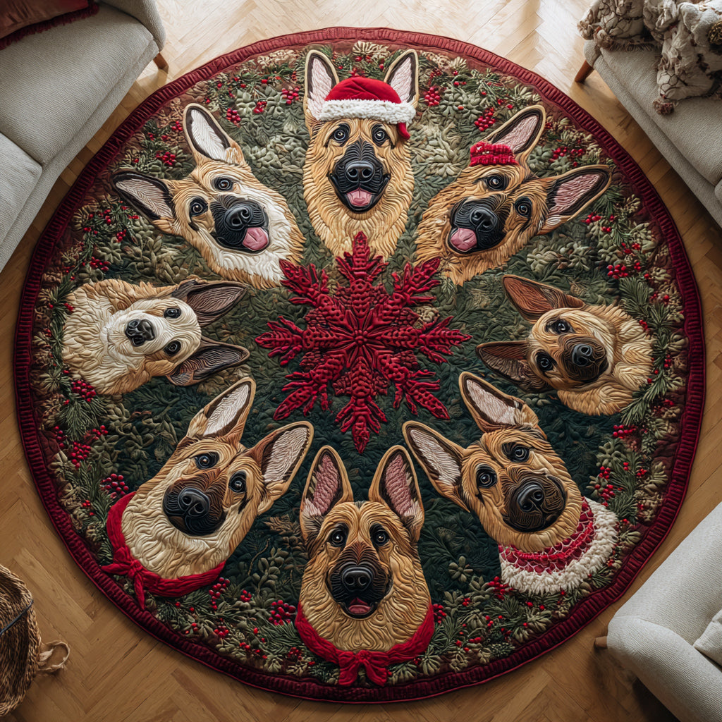 Noel German Shepherd Quilted Round Mat NCU0HH687