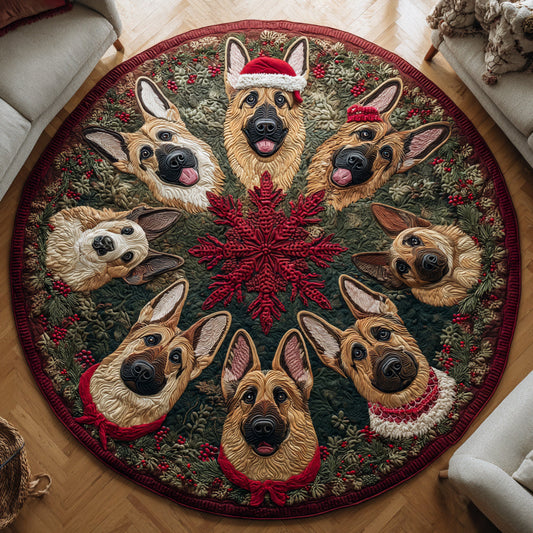 Noel German Shepherd Quilted Round Mat NCU0HH687