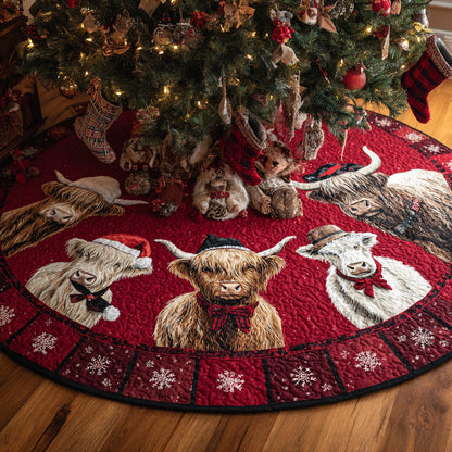 Noel Highland Cow Quilted Christmas Tree Skirt NCU0HH1192