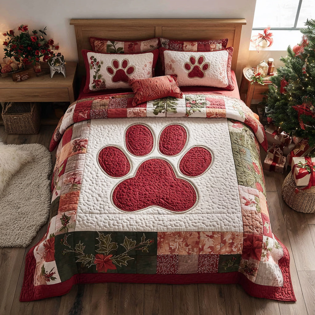 Noel Paw 3-Piece Quilted Bedding Set NCU0HH1534