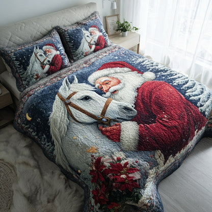 Noel White Horse 3-Piece Quilted Bedding Set NCU0HH740