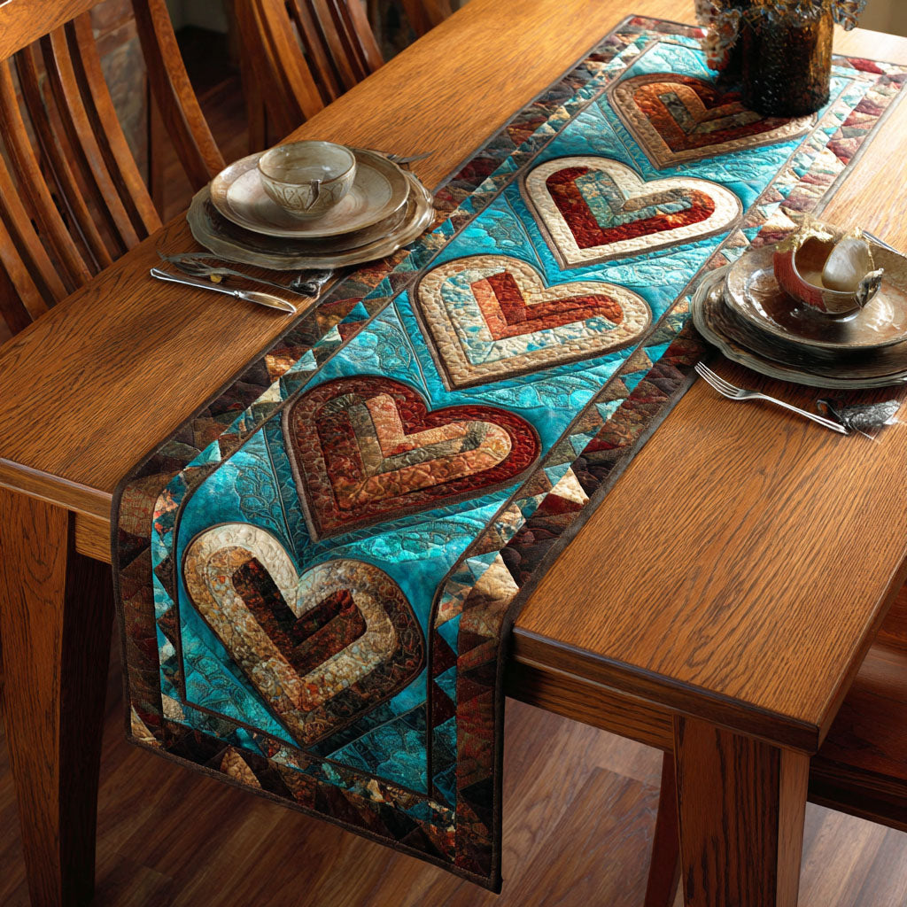 Nomad Hearts Quilted Table Runner NCU0TD2242