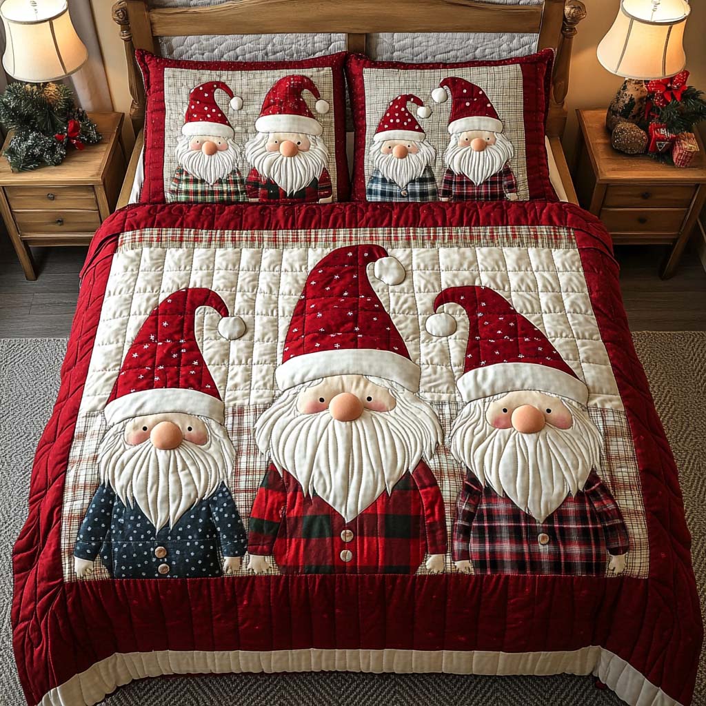 Nordic Gnome 3-Piece Quilted Bedding Set NCU0NT11141