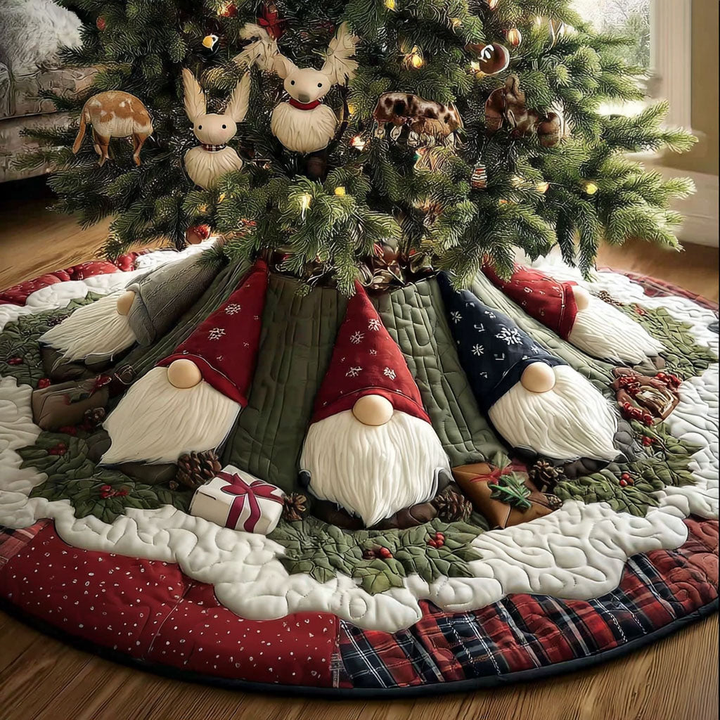 Nordic Gnome Night Christmas Quilted Tree Skirt NCU0PT10632