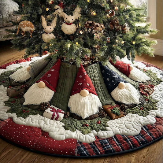 Nordic Gnome Night Christmas Quilted Tree Skirt NCU0PT10632