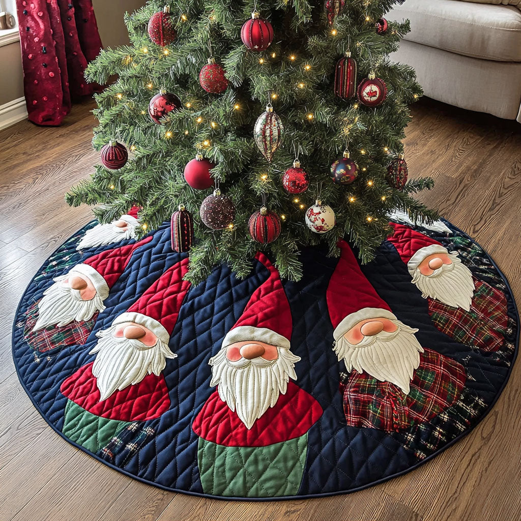 Nordic Holiday Gnomes Christmas Quilted Tree Skirt NCU0PT10633