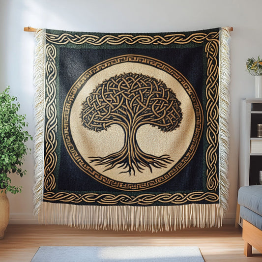 Nordic Knotwork Tree Woven Sofa Blanket NCU0NT4780