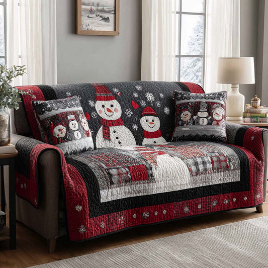 Nordic Plaid Snowmen Quilted Sofa Cover NCU0XD2087
