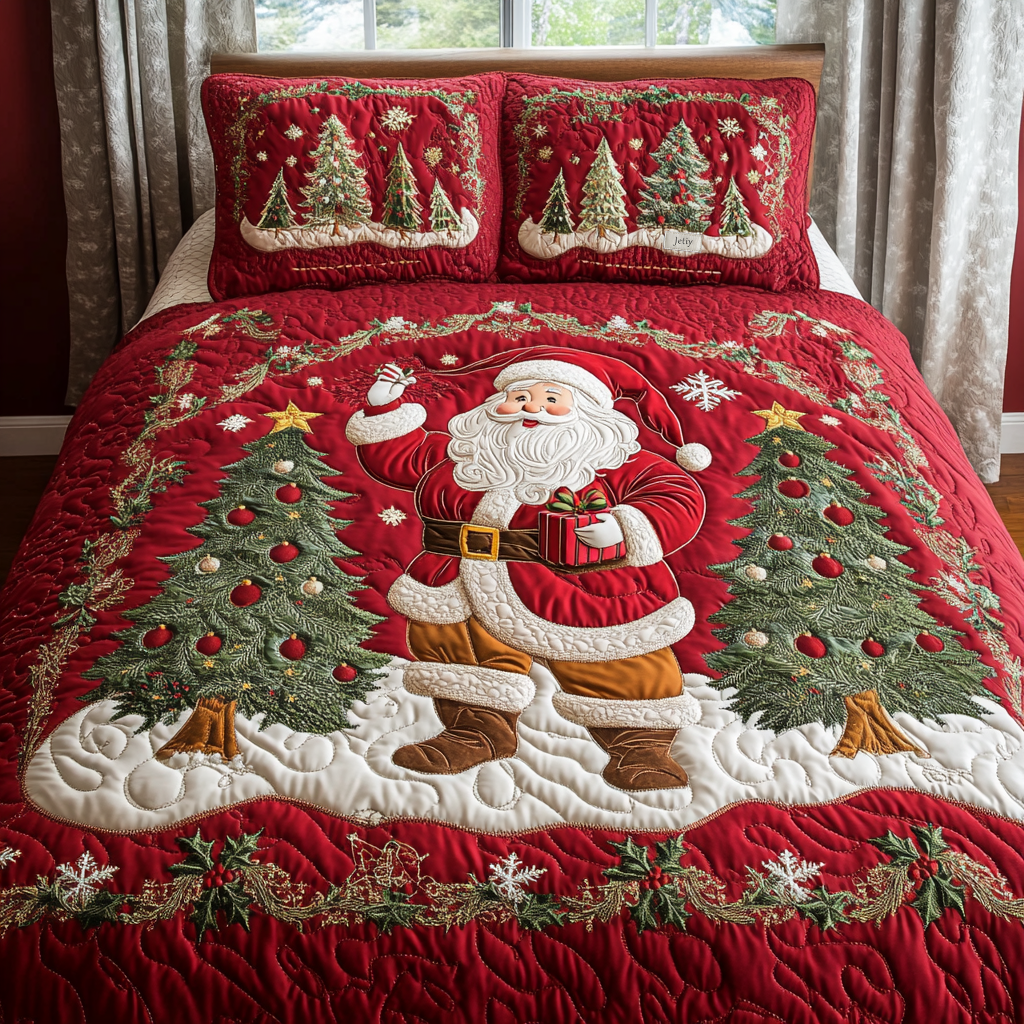North Pole Celebration 3-Piece Quilted Bedding Set NCU0DV1725
