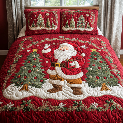 North Pole Celebration 3-Piece Quilted Bedding Set NCU0DV1725