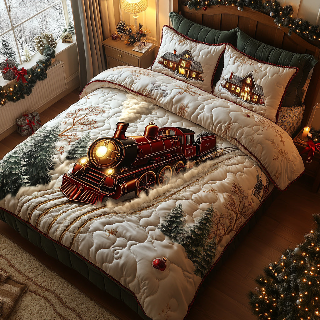 North Pole Line 3-Piece Quilted Bedding Set NCU0DV8209