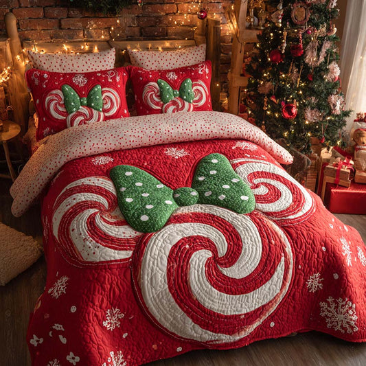 North Pole Present 3-Piece Quilted Bedding Set NCU0XD554