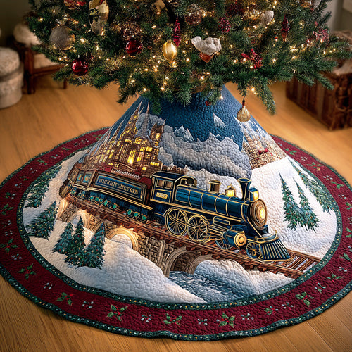 Northbound Train Christmas Quilted Tree Skirt NCU0TD1364
