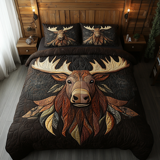 Northern Antlers 3-Piece Quilted Bedding Set NCU0DK3366