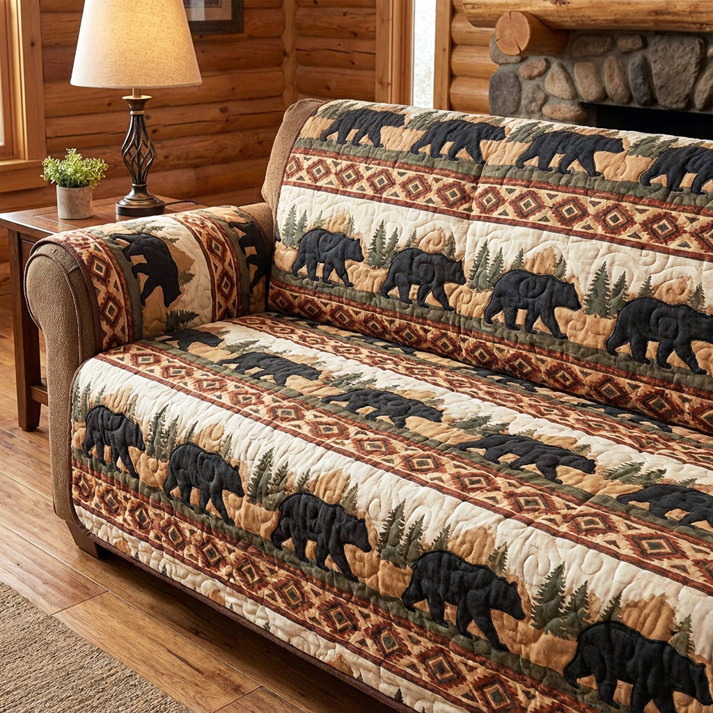 Northern Bear Quilted Sofa Cover NCU0TV1638