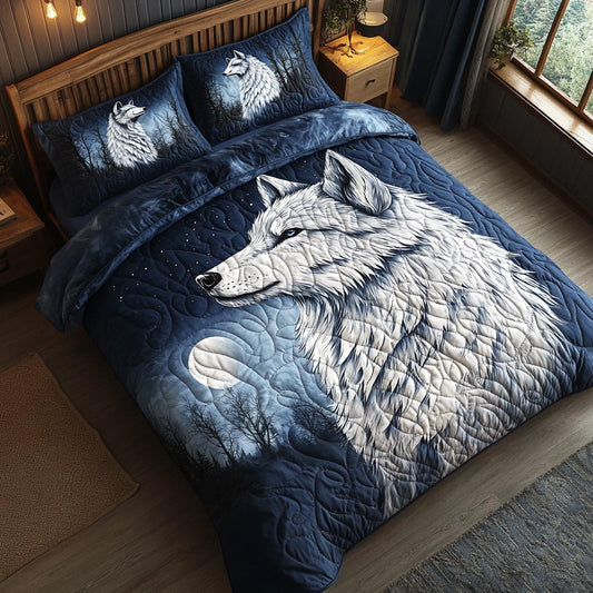 Northern Wolf 3-Piece Quilted Bedding Set NCU0DV9554