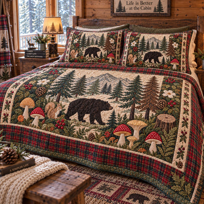 Northwoods Bear Den 3-Piece Quilted Bedding Set NCU0PT12206